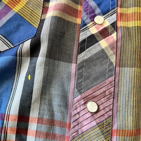 Wrangler Shirt Mens 17 1/5 36 Cowboy Cut X-Long Tails Long Sleeve Pearl Snap - Picture 2 of 9